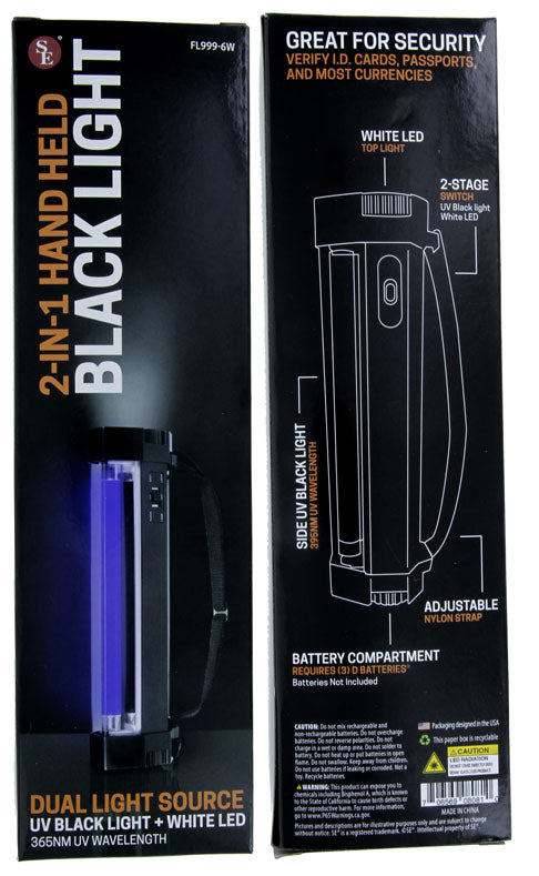 2-IN-1 Handheld Black Light + White LED Flashlight, 365nm