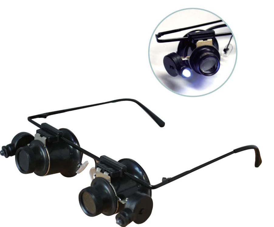 2 LED Illuminated Hands-Free Double Loupe on Glasses Frame