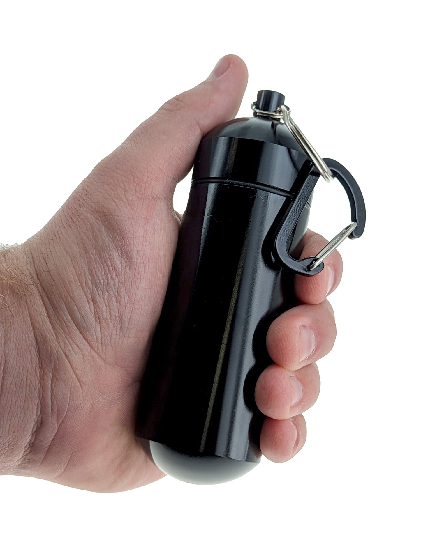 5" Waterproof Black Jumbo Aluminum Container /Capsule with Carabiner