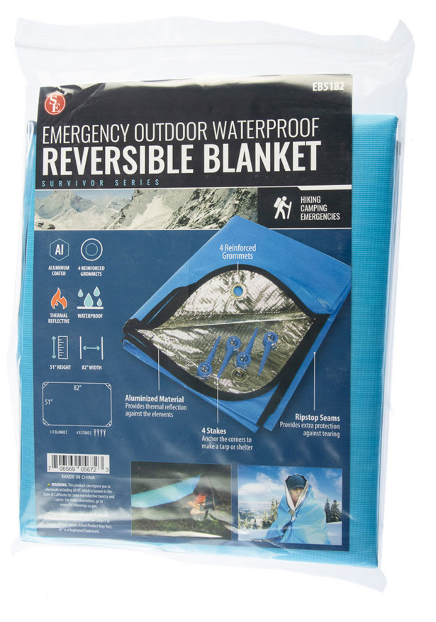 51"x 82" Emergency Outdoor Waterproof Reversible Blanket/ Tarp