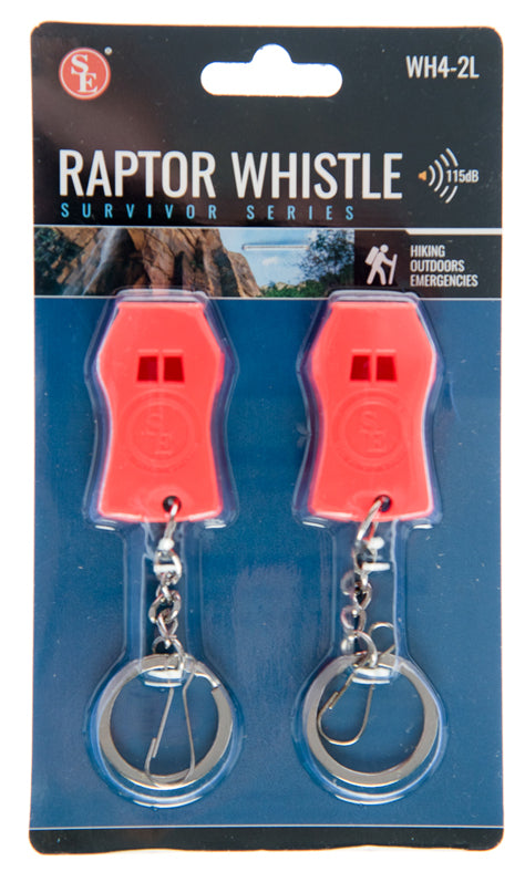 2Pc Plastic Raptor Whistle with Key Chain & Zipper Ring